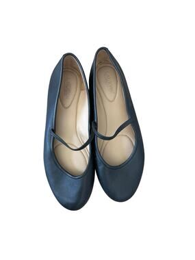Lauren Ralph Lauren Jayna Nappa Leather Mary Jane Flat Black Shoes Preppy Size 8